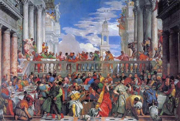 «Свадьба в Кане», 1562-1563, художник Паоло Веронезе. Салюки изображены в центре полотна.